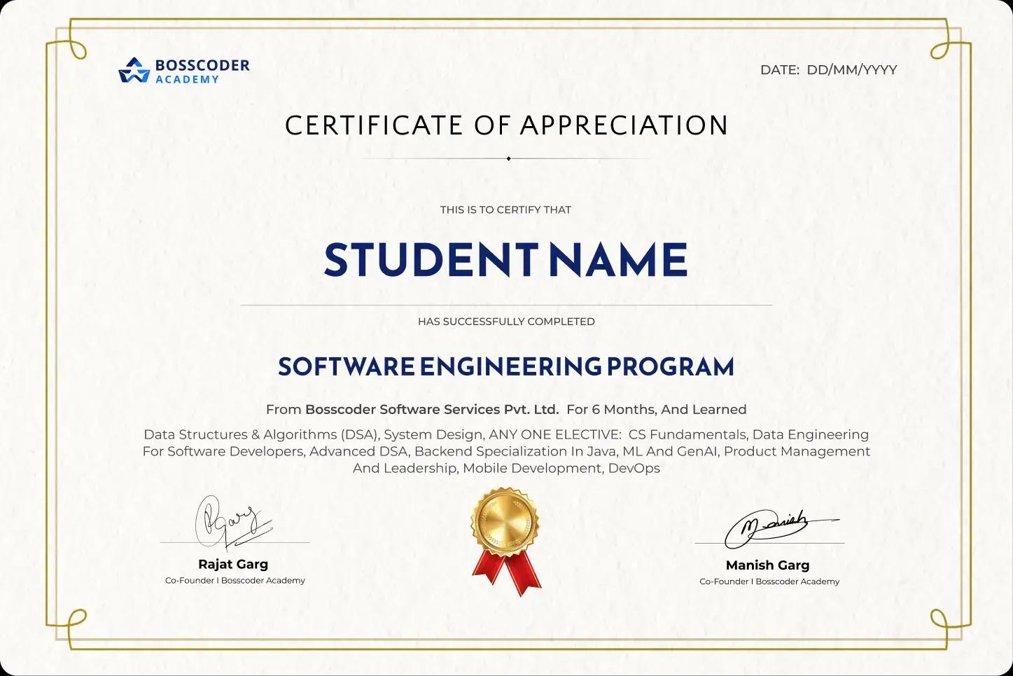 Bosscoder Academy Certificate